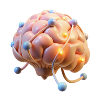 vibrant minimalist A floating brain with glowing neural pathways authentic png