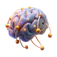 serene rustic A floating brain with glowing neural pathways professional png