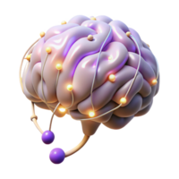 vibrant abstract A floating brain with glowing neural pathways detailed png