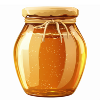 Golden Honey Jar with Natural Glossy Texture and Wooden Lid for Culinary and Design Use png
