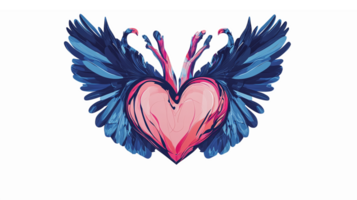 Vibrant Heart with Colorful Wings Design for Romantic and Inspirational Themes png