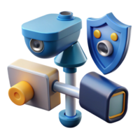 beautiful minimalist A security system with motion detectors and cameras professional png