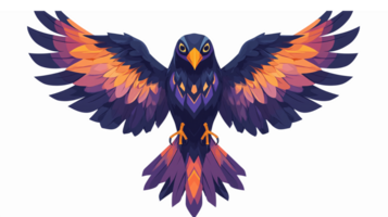 Vibrant Abstract Bird in Flight with Colorful Wings and Detailed Feather Patterns png