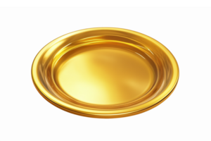 Shiny Golden Plate Round Serving Dish with Smooth Surface Ideal for Culinary Presentations png