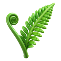 dramatic contemporary Single green fern frond unfurling high resolution png