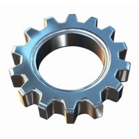 3D Metallic Gear Symbolizing Engineering and Mechanism in Transparent Background png