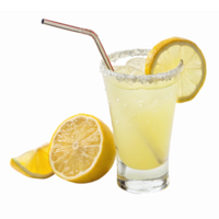 Refreshing Lemonade Drink with Slices and Straw on Transparent Background png