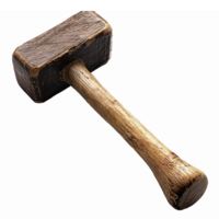 Realistic Wooden Mallet with Rustic Finish for Carpentry and Crafting Use png