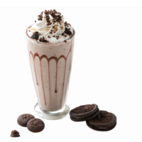 Delicious Chocolate Milkshake Topped with Whipped Cream and Cookie Crumbles on Transparent Background png