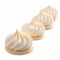 Delicious Creamy Meringue Cookies in a Row on Transparent Background for Culinary Design png