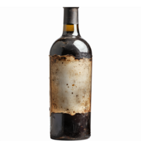Vintage Wine Bottle with Rustic Label and Dusty Finish for Culinary and Decorative Uses png