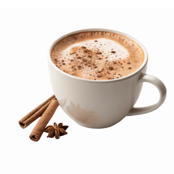 Reich cremig Kaffee Tasse mit Zimt Stöcke und Star Anis auf transparent Hintergrund png