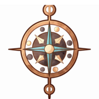 Stylized Compass Rose with Geometric Elements in Multi-Color Design for Navigation Themes png