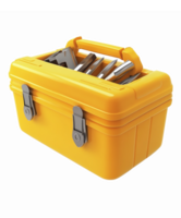 Yellow Tool Box with Assorted Tools for DIY Projects and Home Improvement png