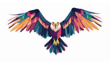 Vibrant Colorful Eagle with Outstretched Wings in Dynamic Style png