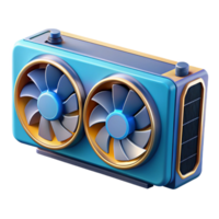 impressive rustic A graphics card with multiple fans, detailed png