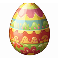Colorful Decorative Easter Egg with Intricate Patterns and Bright Designs for Spring Celebrations png