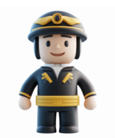 Smiling Cartoon Pilot Character in Uniform with Cap and Detailed Flight Attire png