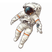 Detailed Illustration of an Astronaut in Space Suit Floating in Zero Gravity png