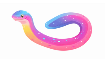 Colorful Gradient Eel Illustration with Smooth Curves and Whimsical Design on Transparent Background png