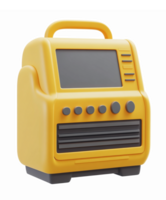 Bright Yellow Retro Radio with Handle and Control Buttons for Nostalgic Home Decoration png
