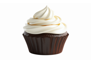 Delicious Chocolate Cupcake with Creamy Vanilla Frosting on Transparent Background png