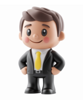 Cheerful 3D Businessman Character in Suit with Yellow Tie for Professional and Marketing Use png