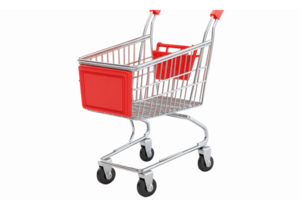 Realistic Shopping Cart with Red Handle for E-Commerce and Retail Applications png