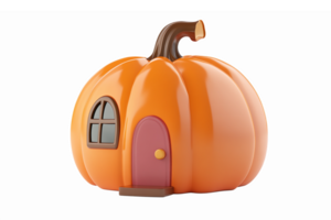 Charming Pumpkin House with Window and Door in Vibrant Orange Color for Halloween Decor png