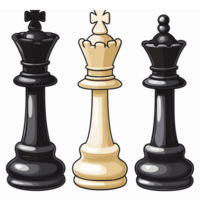 Stylized Chess Kings in Black and White with Transparent Background for Game Design and Marketing png