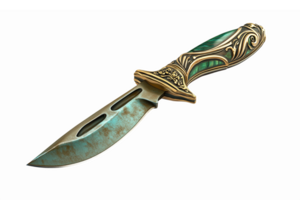 Ornate Vintage Sword Knife with Intricate Handle Design and Detailed Blade Finish png