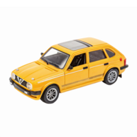 Detailed Yellow Model Car Replicating Classic Design with Realistic Features for Collectors png