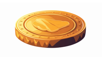 Shiny Golden Coin with Detailed Embossed Design and 3D Effect for Financial and Gaming Illustrations png