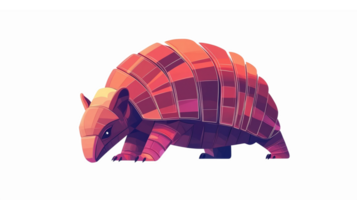 Geometric Stylized Armadillo Illustration with Vibrant Colors on Transparent Background png