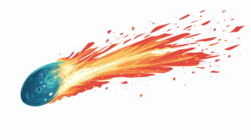 Meteor Swinging Through Space with Fiery Trails and Bright Comet Elements png