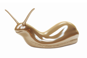 Golden Snail 3D Render Featuring Glossy Surface with Transparent Background for Design Use png