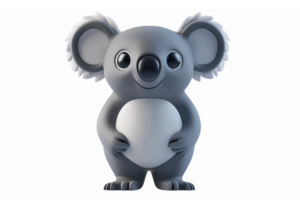 Adorable 3D Koala Character with Big Eyes and Soft Features on Transparent Background png