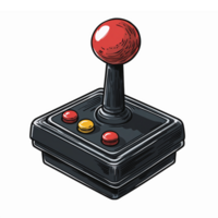 Vintage Retro Arcade Joystick Controller with Classic Design and Bright Red Tip png