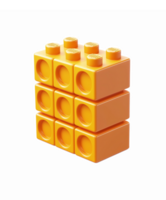 Bright Orange Building Block Toy Stack Isolated on Transparent Background png