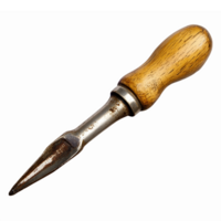 Wooden Handle Awl Tool for Leatherwork and Crafting with Metal Tip and Sharp Point png