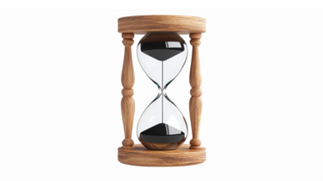 Elegant Wooden Hourglass Timer with Black Sand and Transparent Background for Time Management png