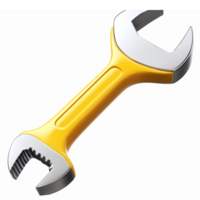 Adjustable Wrench Tool in Yellow and Silver Color Design for Mechanical and Industrial Use png
