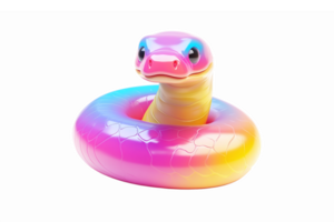 Colorful Inflatable Snake Pool Float with Vibrant Gradient Design for Summer Fun png
