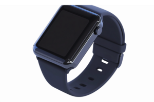 Modern Smartwatch Design with Sleek Black Display and Stylish Blue Strap for Tech Enthusiasts png
