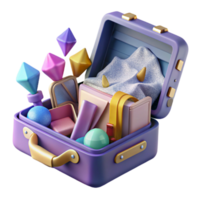 dramatic contemporary Open Suitcase with Clothes Inside Transparent Background png