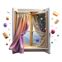 magnificent abstract Open Window with Curtains Billowing in Wind Element with Transparent Background original png