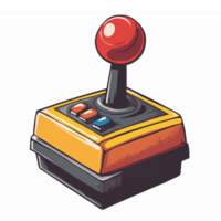 retro videogames controle de video game jogos controlador com brilhante vermelho botão e colorida Projeto png