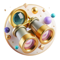 elegant modern Opera Glasses Transparent Background with Gold Trim authentic png