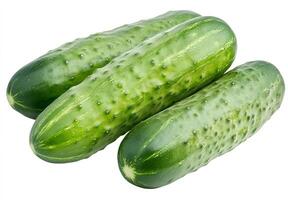 Fresh, green cucumbers are creating a healthy and vibrant still life against a clean white backdrop photo