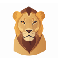 Majestic Lion Head Illustration in Vibrant Colors with a Transparent Background png